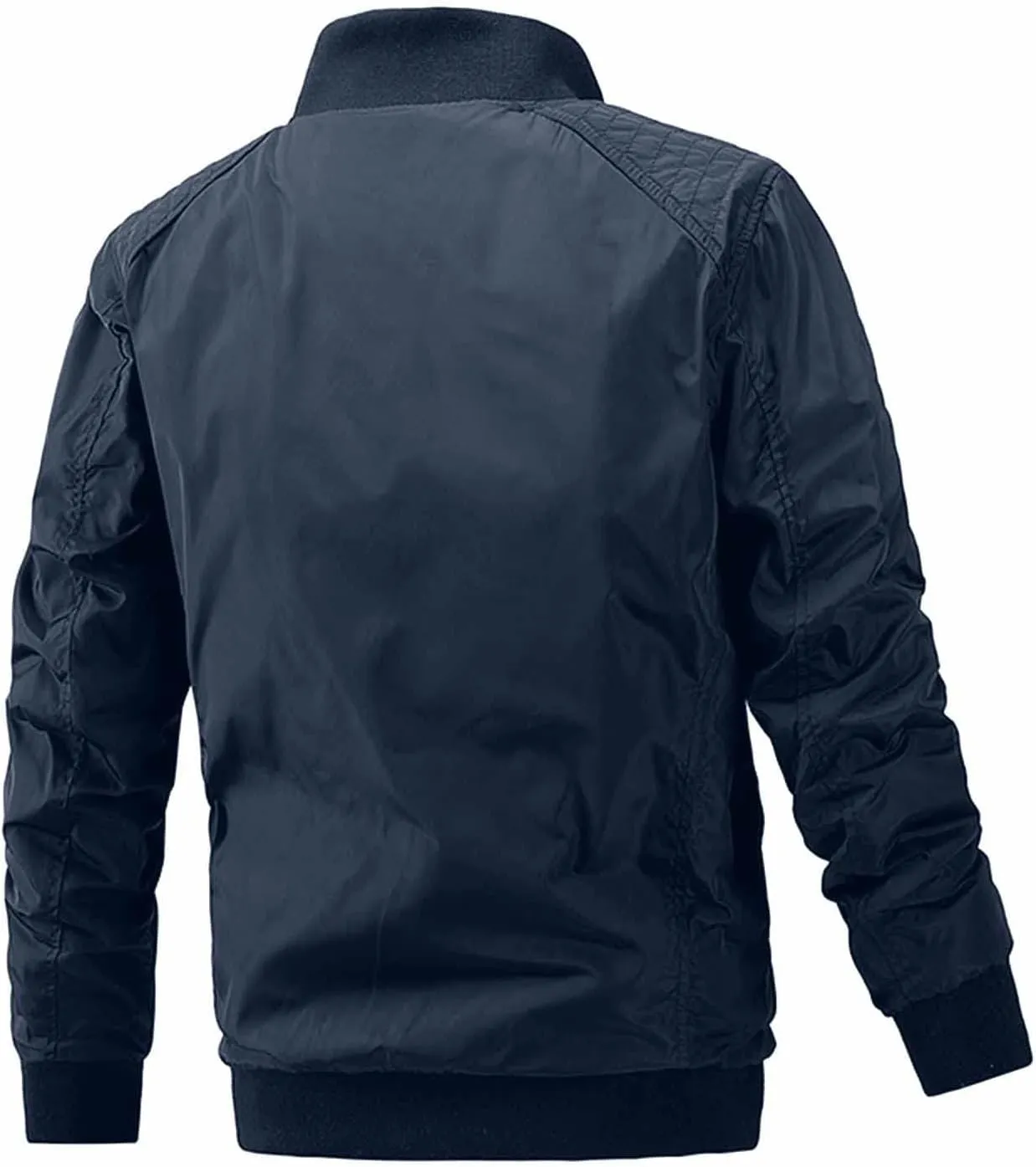DuDubaby Lightweight Jacket for Men Quilted Jacket Men New Cotton Clip Reversible Solid Color Coat Zipper Stand Collar Jacket