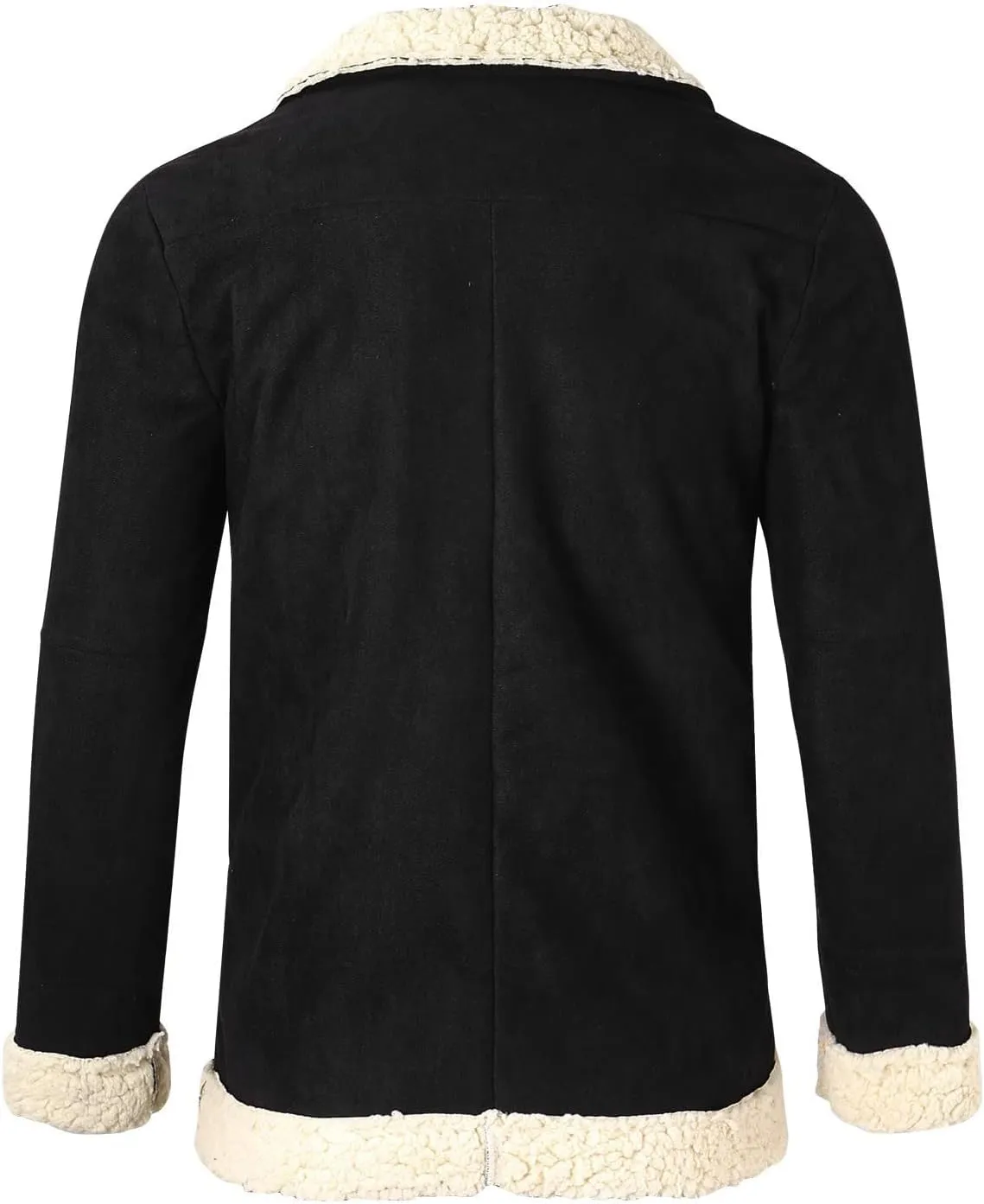 DuDubaby Men's Solid Color Frosted Fleece Composite Coat Long Sleeve Zipper Lapel Thick Coat Coat