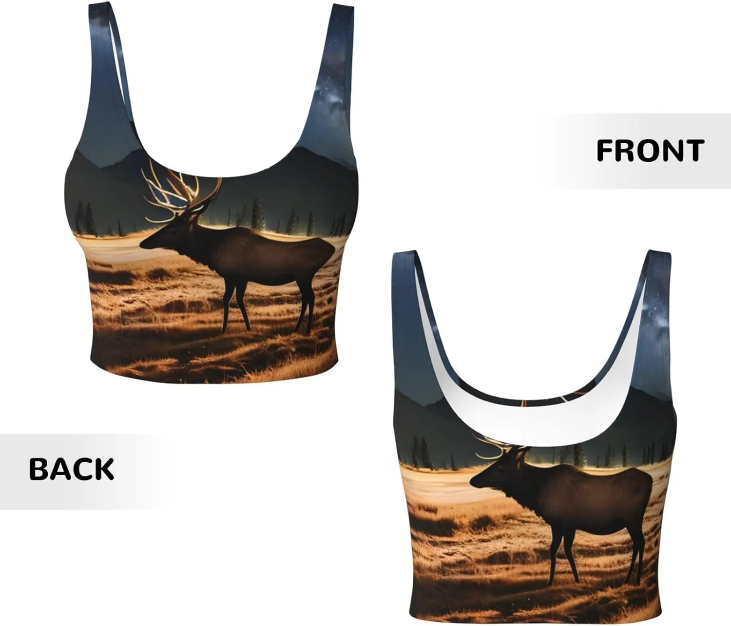 Elk in The Meadow Women's Sexy Sports Vest Sleeveless Athletic Gym T-Shirts Vest U-Shaped Back Quick Dry Top