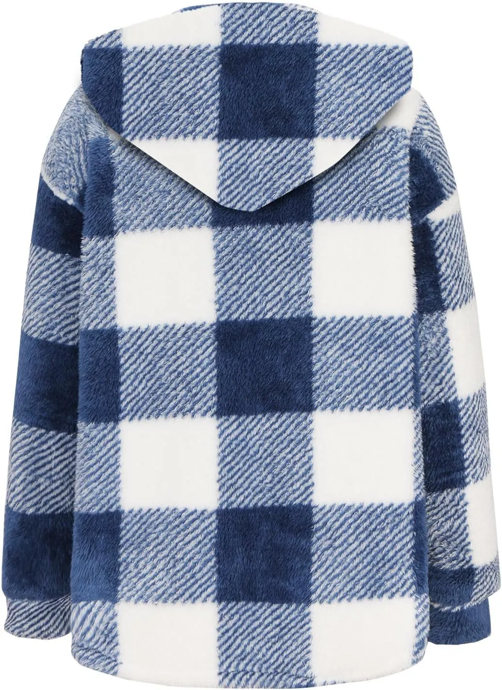 Fashion Plaid Plush Winter Coats for Women Button Hooded Jackets Long Sleeve Pullover Plus Size Shacket Jacket