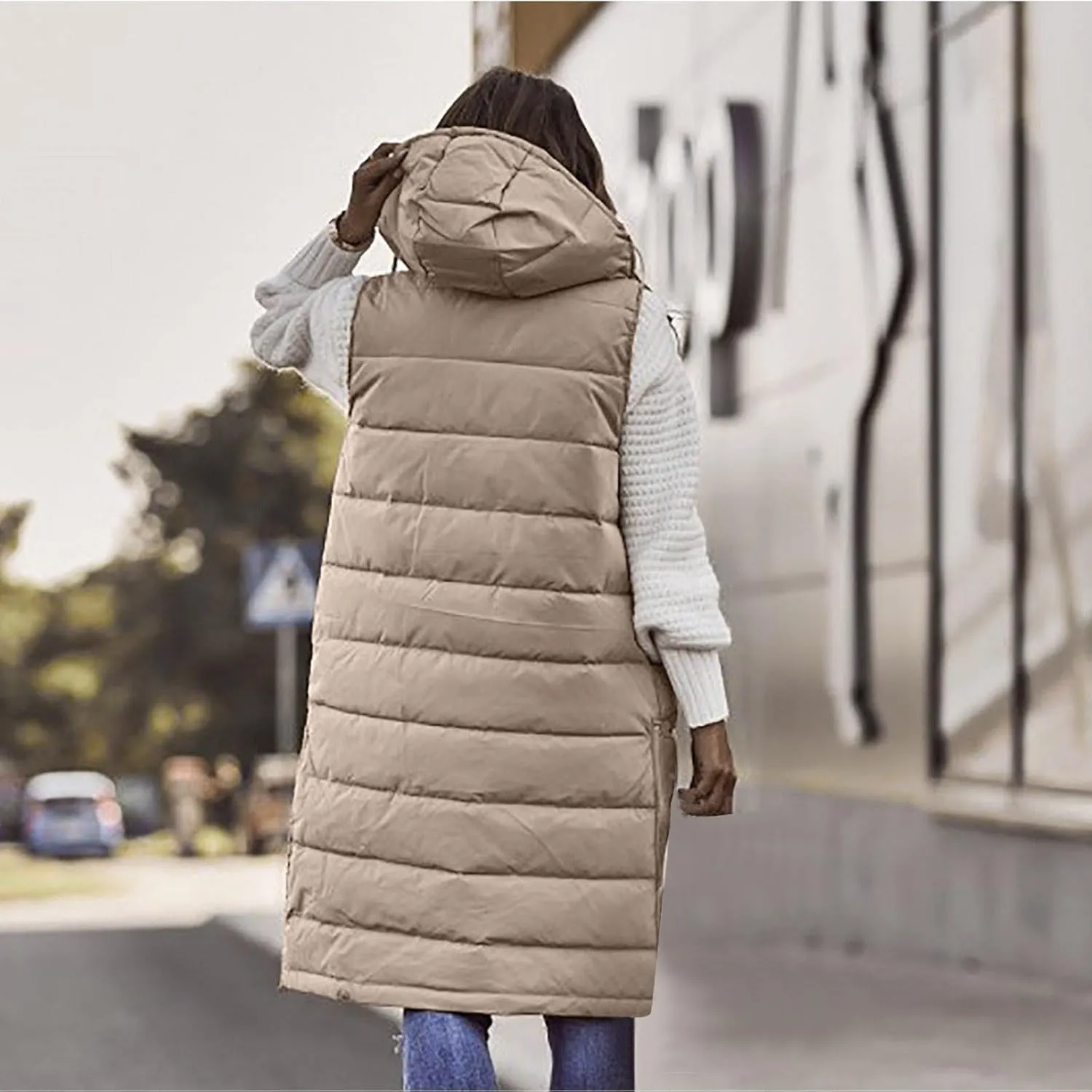 Fashion Sleeveless Puffer Jacket Winter Vest Coats for Women Plain Quilted Down Jackets Plus Size Outerwear
