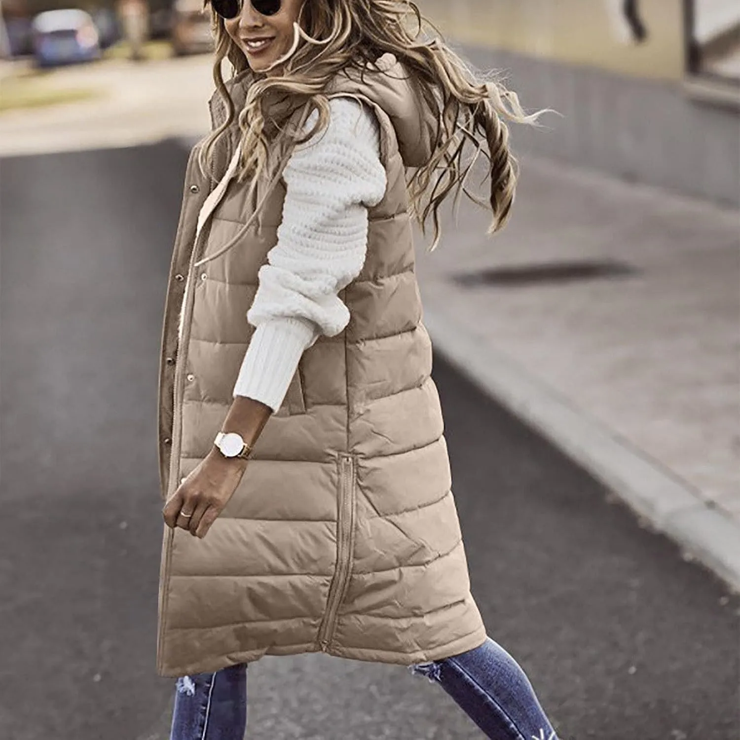 Fashion Sleeveless Puffer Jacket Winter Vest Coats for Women Plain Quilted Down Jackets Plus Size Outerwear