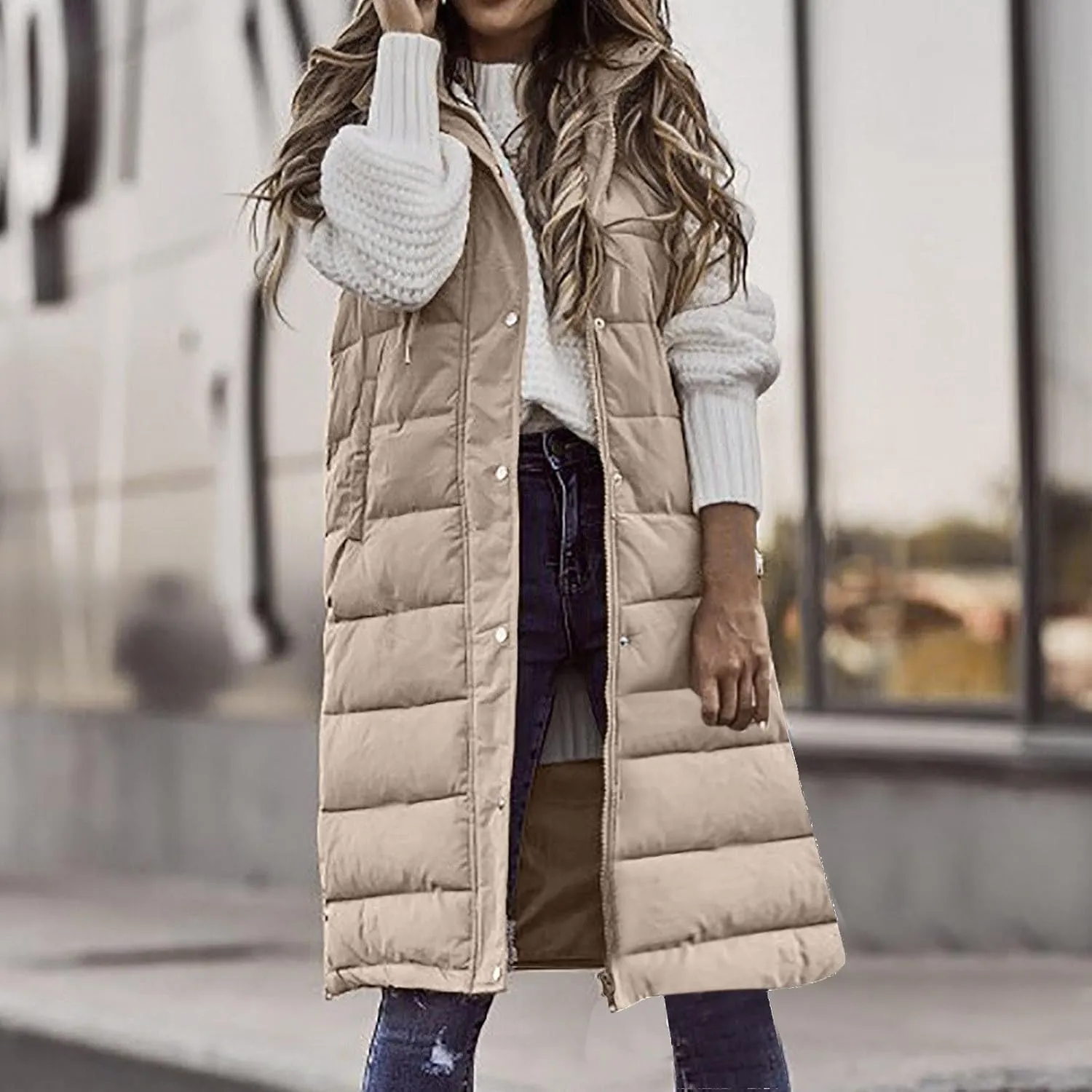 Fashion Sleeveless Puffer Jacket Winter Vest Coats for Women Plain Quilted Down Jackets Plus Size Outerwear