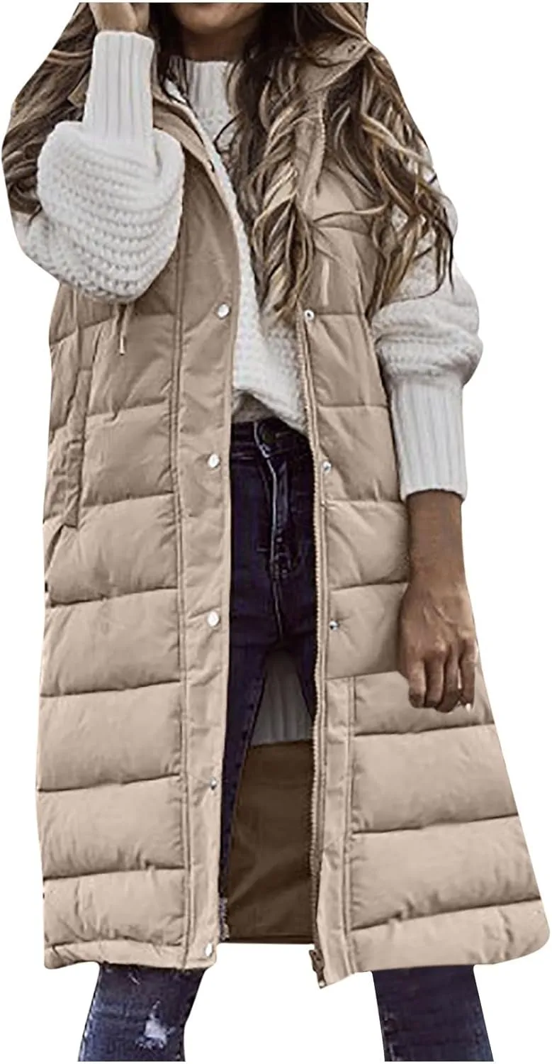 Fashion Sleeveless Puffer Jacket Winter Vest Coats for Women Plain Quilted Down Jackets Plus Size Outerwear