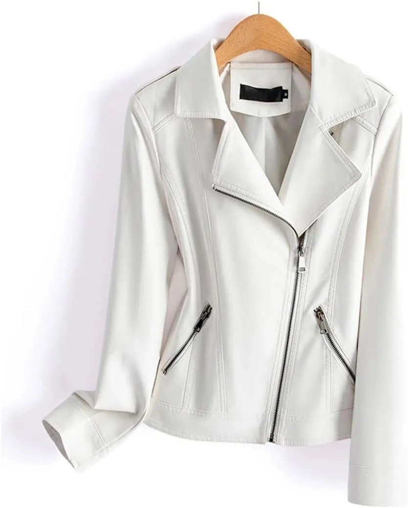 Fashion Women Split Jackets Zipper Short Full Sleeve Moto Biker Jackets Casual Leather Coats