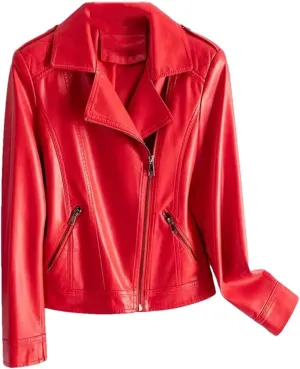 Fashion Women Split Jackets Zipper Short Full Sleeve Moto Biker Jackets Casual Leather Coats
