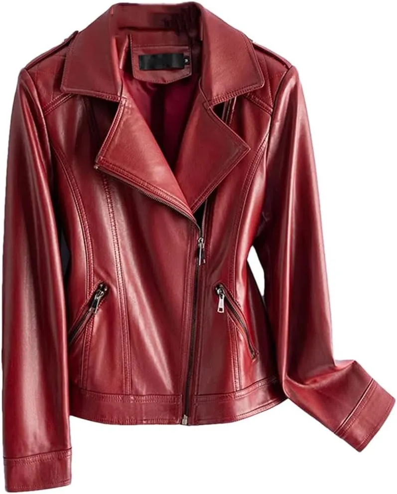 Fashion Women Split Jackets Zipper Short Full Sleeve Moto Biker Jackets Casual Leather Coats