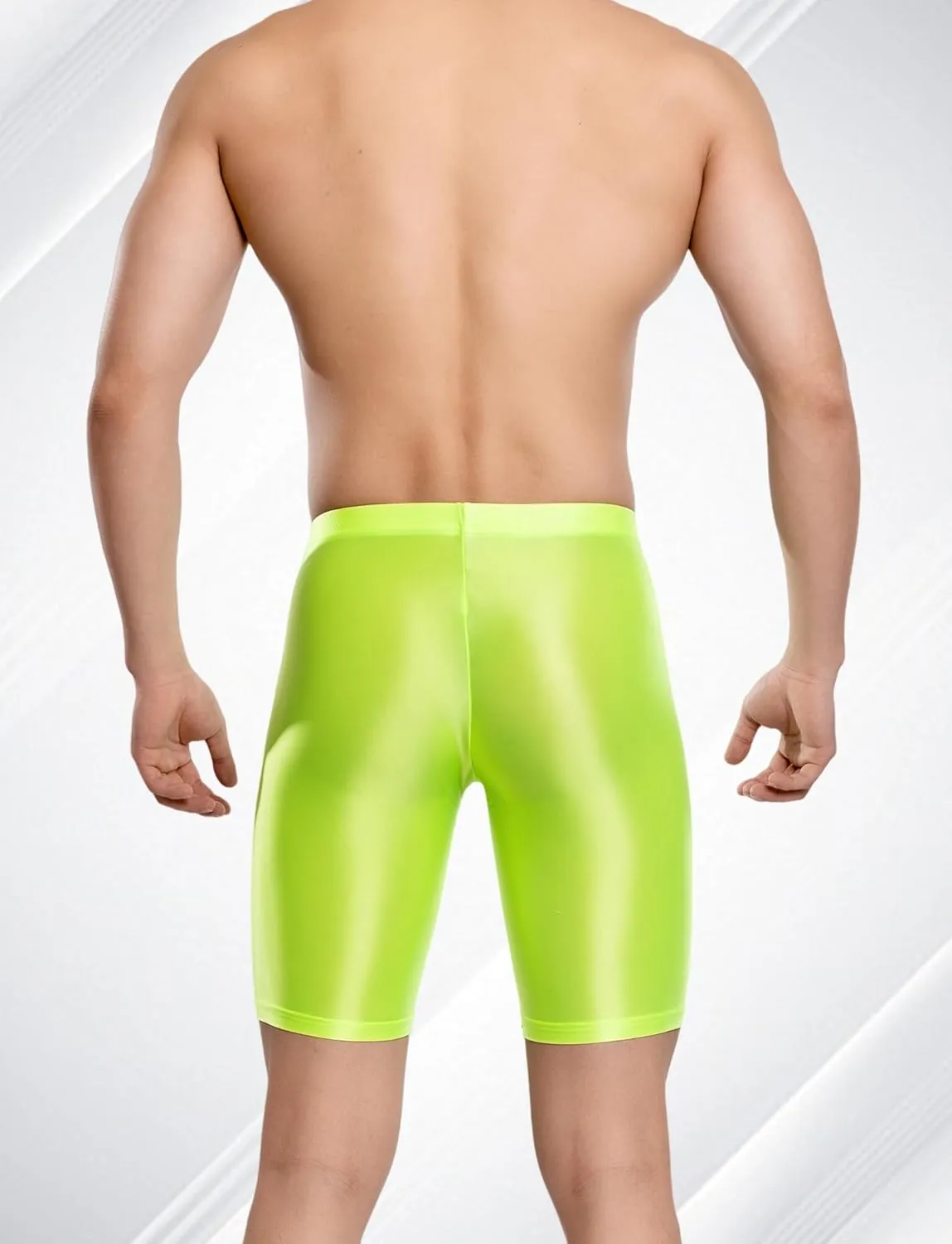 FEOYA Men's Shiny Glossy Oily Compression Shorts Tights See Through Sheer Sports Trunks Bottoms for Bodybuilding
