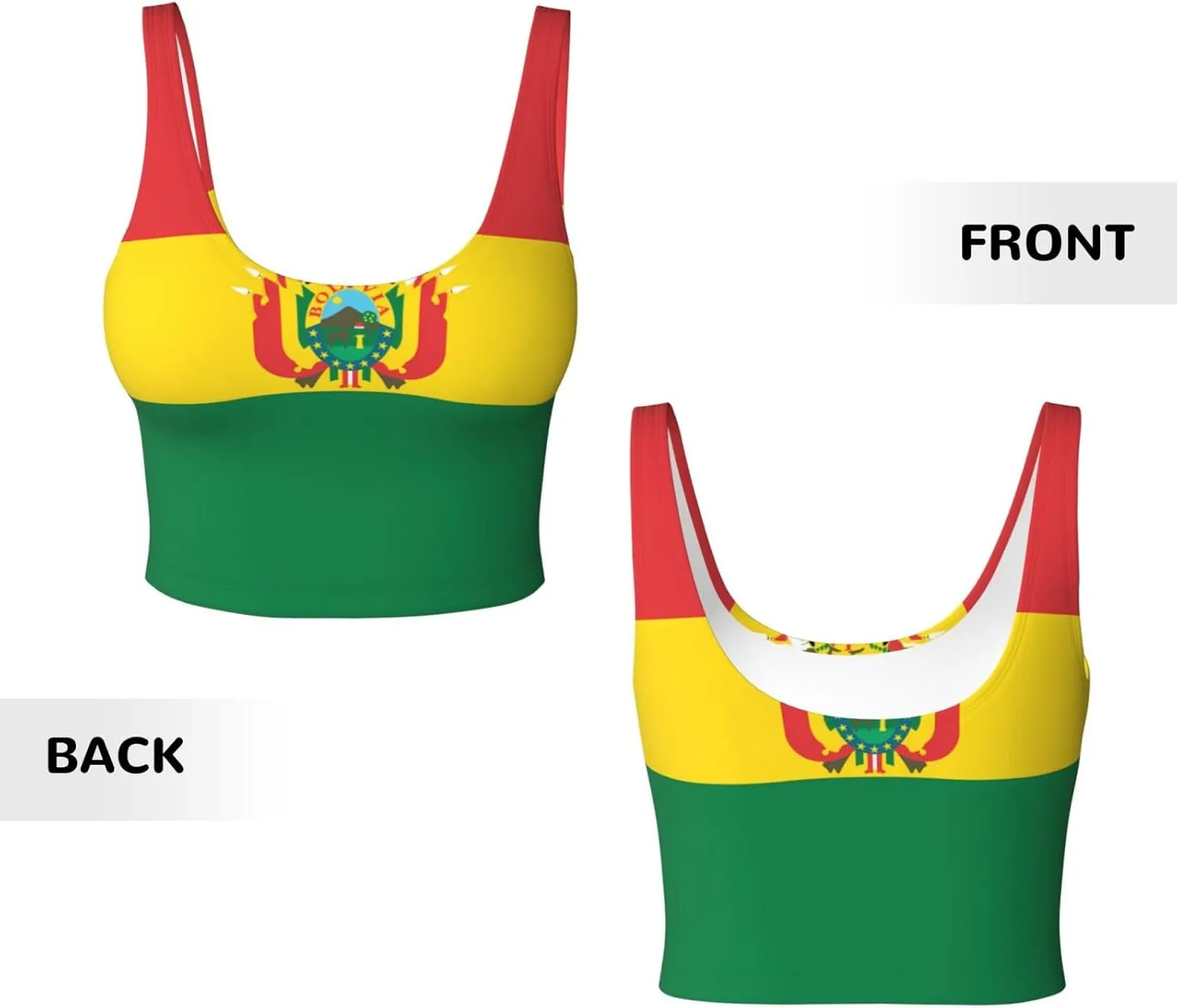 Flag of Bolivia Women's Sexy Sports Vest Sleeveless Athletic Gym T-Shirts Vest U-Shaped Back Quick Dry Top