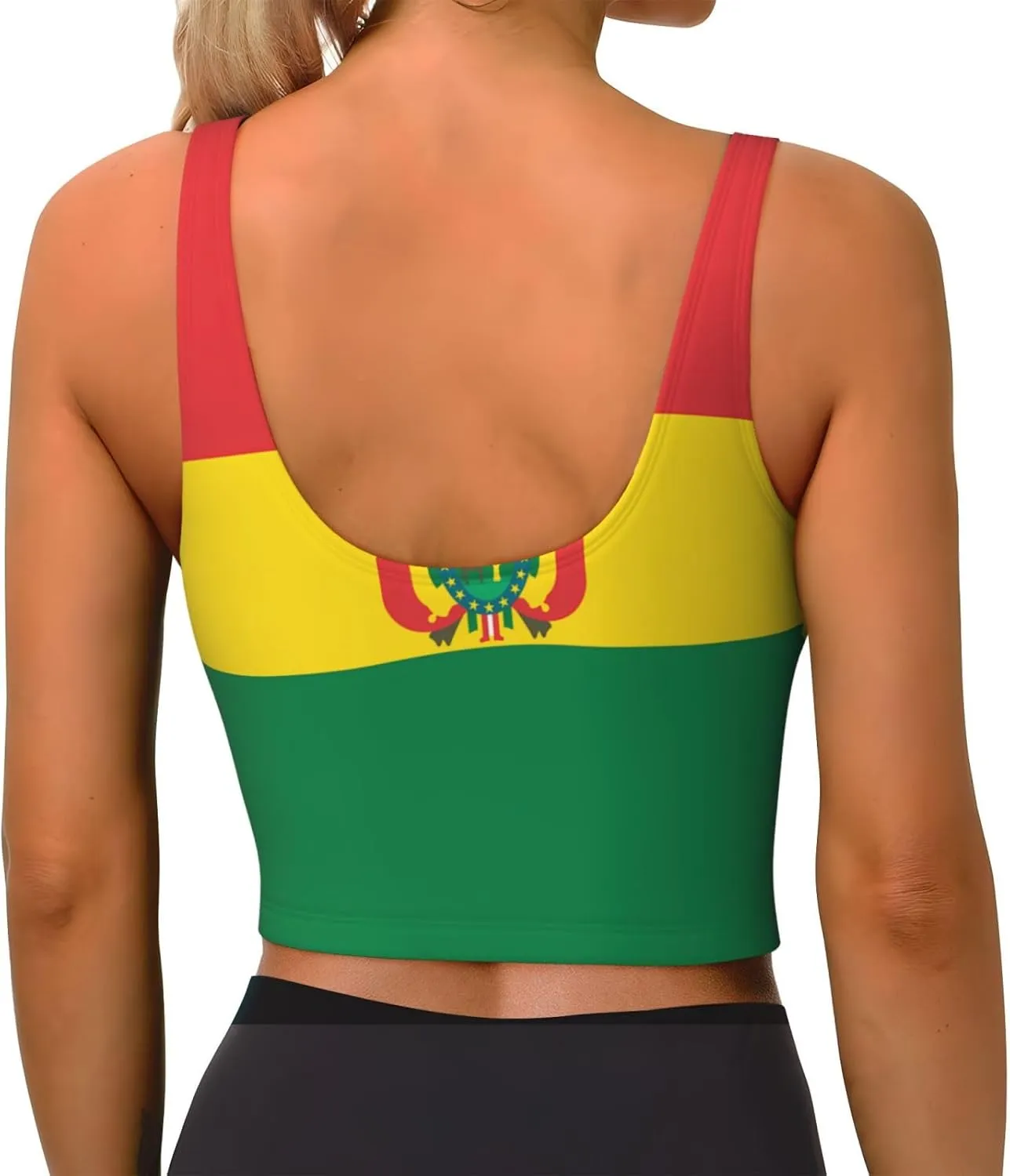 Flag of Bolivia Women's Sexy Sports Vest Sleeveless Athletic Gym T-Shirts Vest U-Shaped Back Quick Dry Top