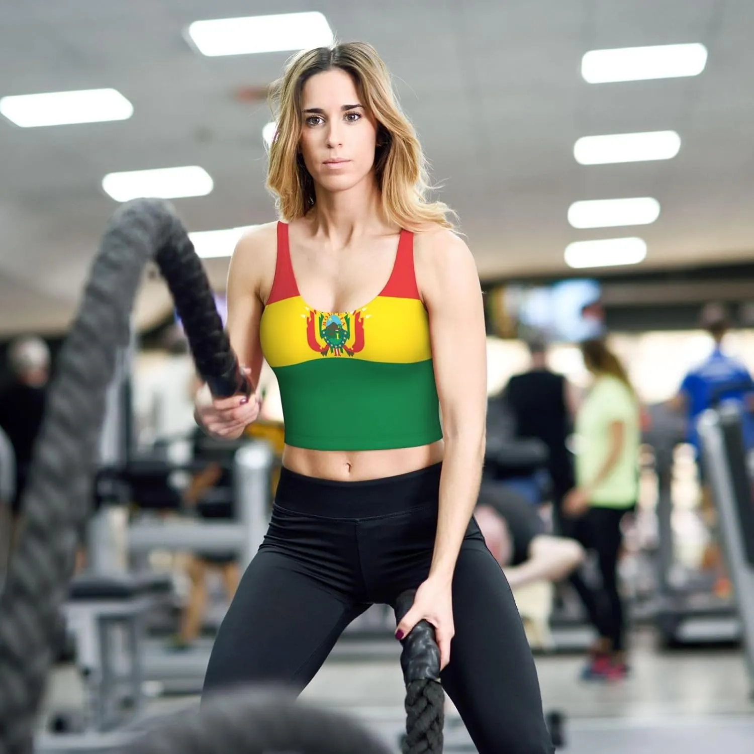 Flag of Bolivia Women's Sexy Sports Vest Sleeveless Athletic Gym T-Shirts Vest U-Shaped Back Quick Dry Top