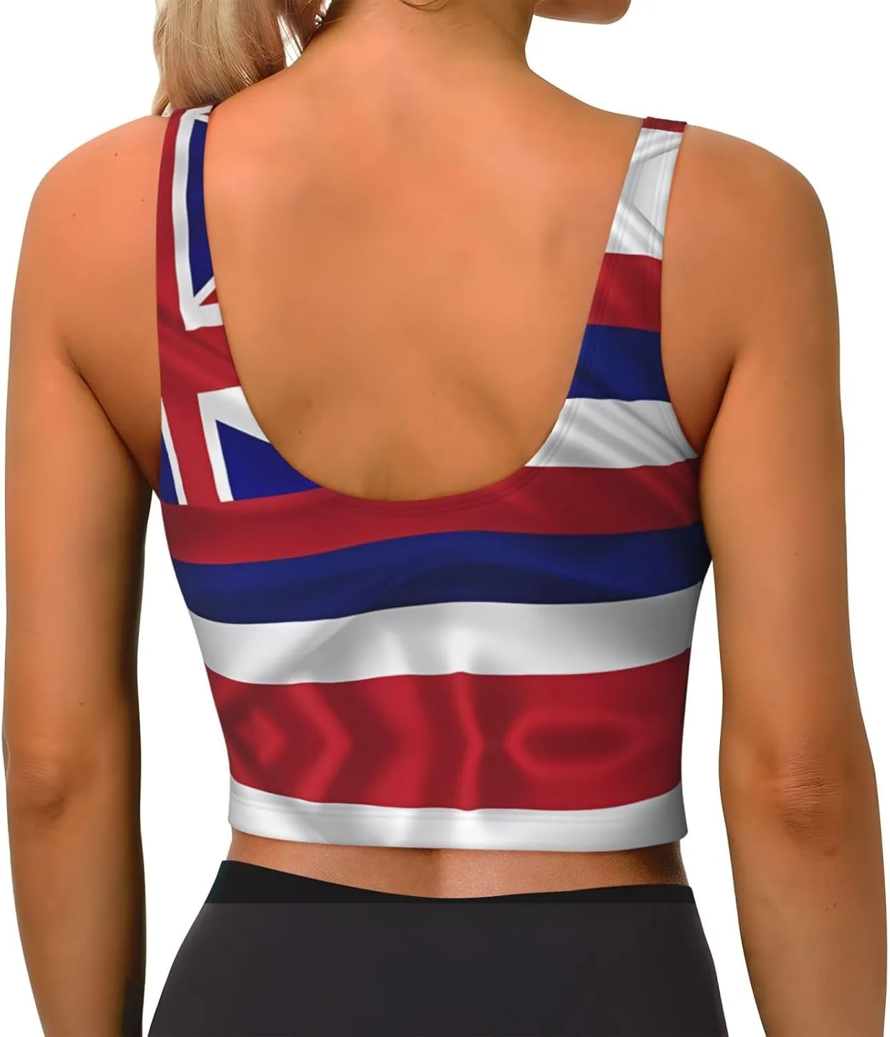 Flag of Hawaii American Women's Sexy Sports Vest Sleeveless Athletic Gym T-Shirts Vest U-Shaped Back Quick Dry Top