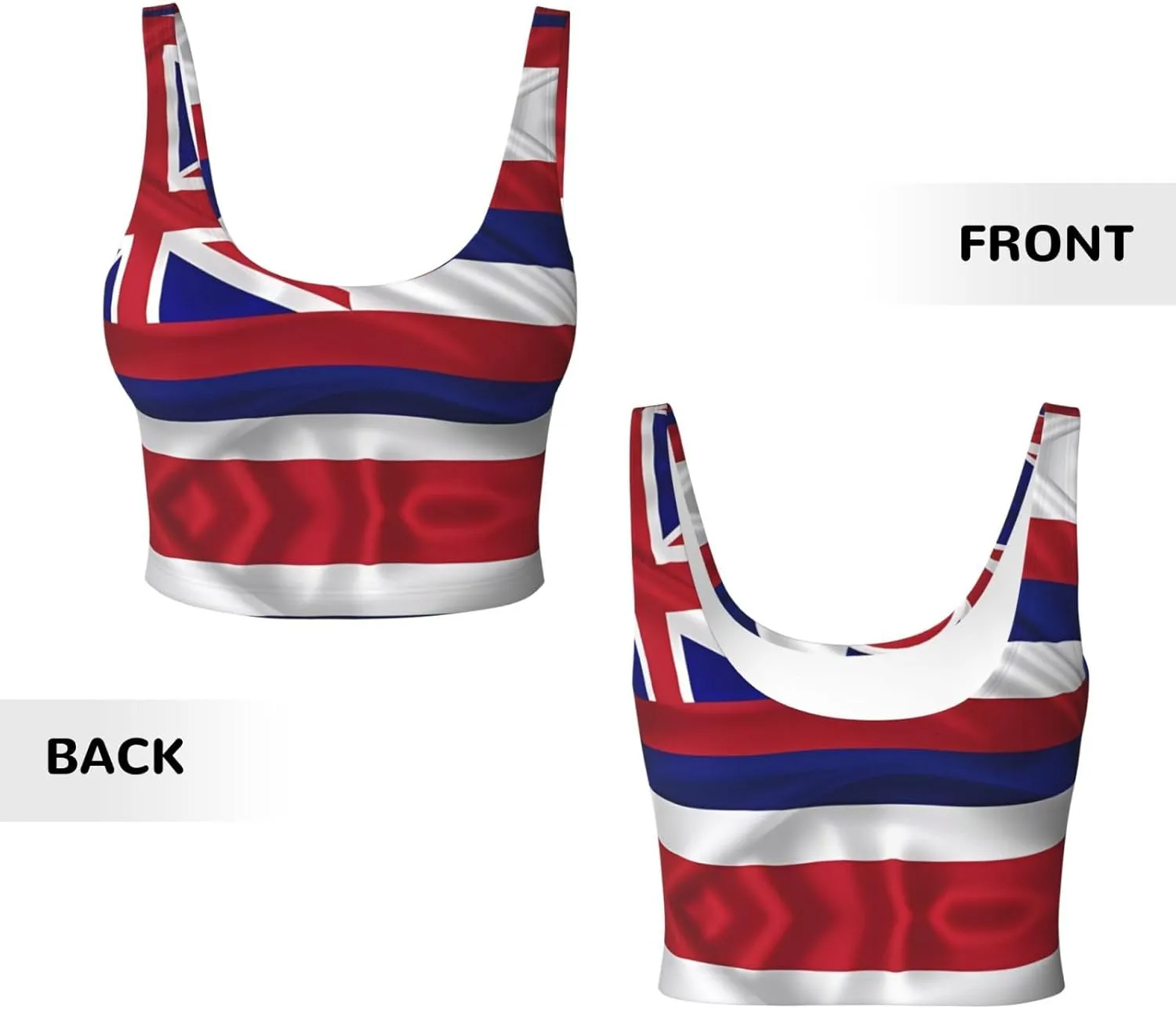 Flag of Hawaii American Women's Sexy Sports Vest Sleeveless Athletic Gym T-Shirts Vest U-Shaped Back Quick Dry Top