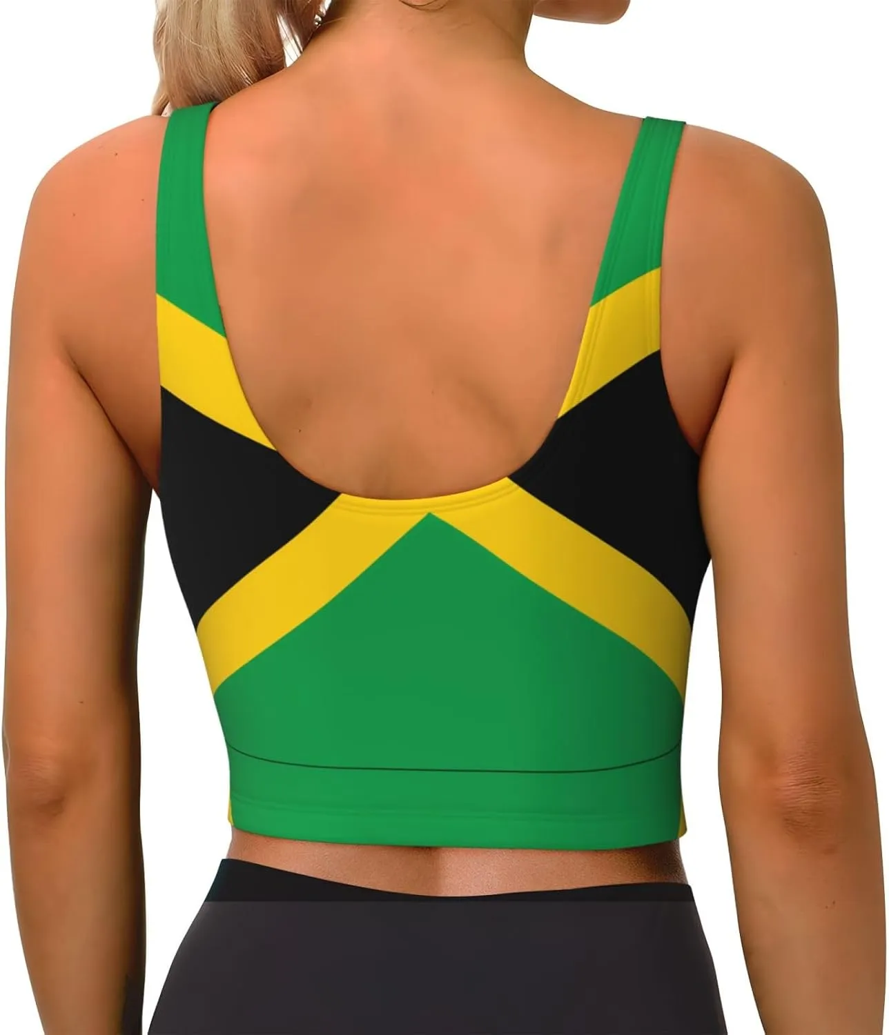 Flag of Jamaica Women's Sexy Sports Vest Sleeveless Athletic Gym T-Shirts Vest U-Shaped Back Quick Dry Top
