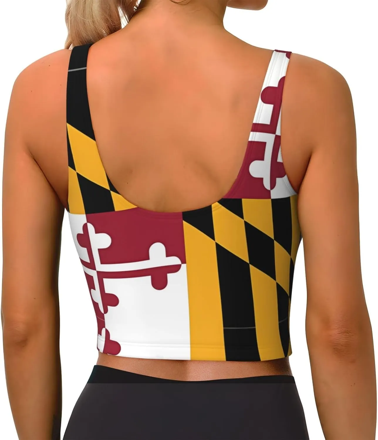 Flag of Maryland Women's Sexy Sports Vest Sleeveless Athletic Gym T-Shirts Vest U-Shaped Back Quick Dry Top