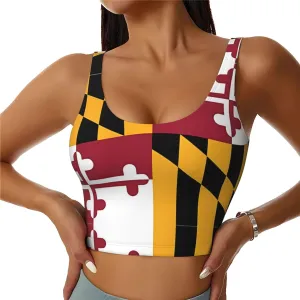 Flag of Maryland Women's Sexy Sports Vest Sleeveless Athletic Gym T-Shirts Vest U-Shaped Back Quick Dry Top