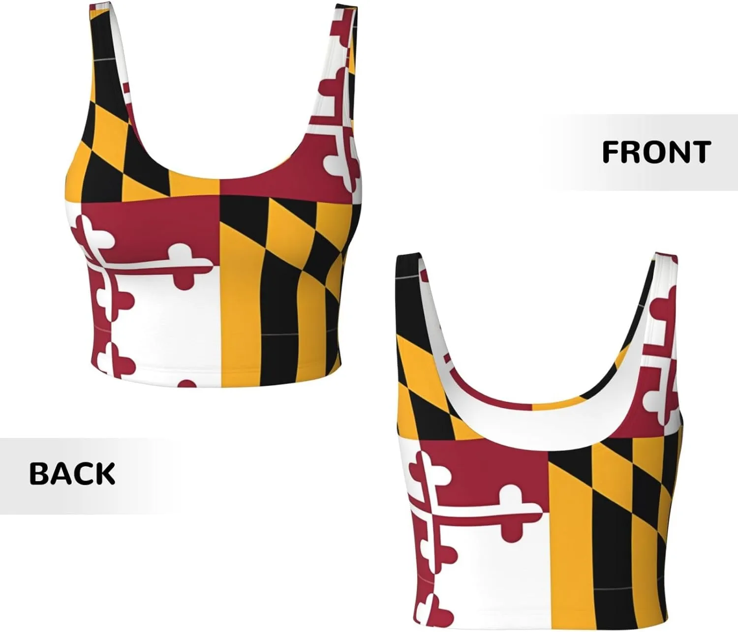 Flag of Maryland Women's Sexy Sports Vest Sleeveless Athletic Gym T-Shirts Vest U-Shaped Back Quick Dry Top