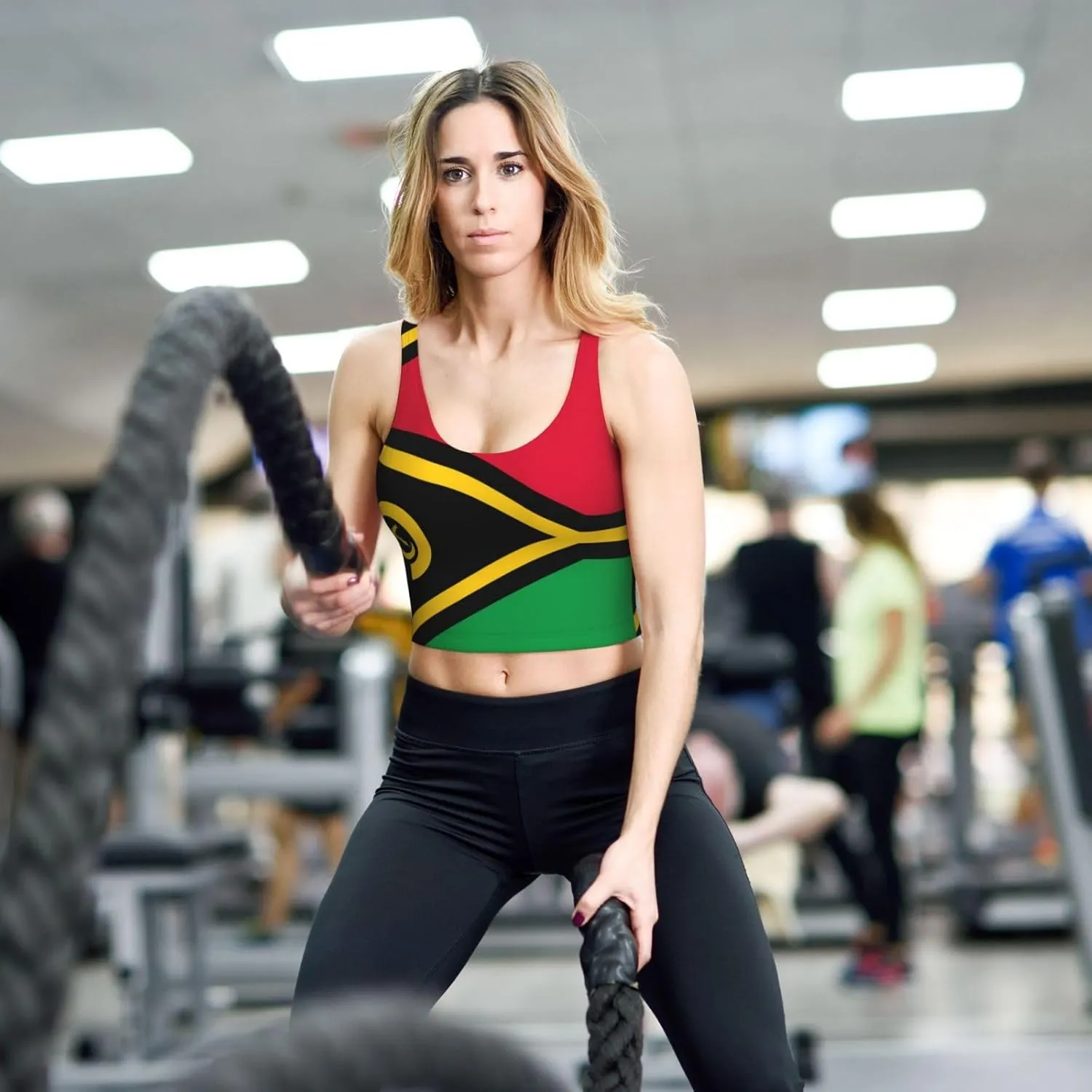 Flag of Vanuatu Women's Sexy Sports Vest Sleeveless Athletic Gym T-Shirts Vest U-Shaped Back Quick Dry Top