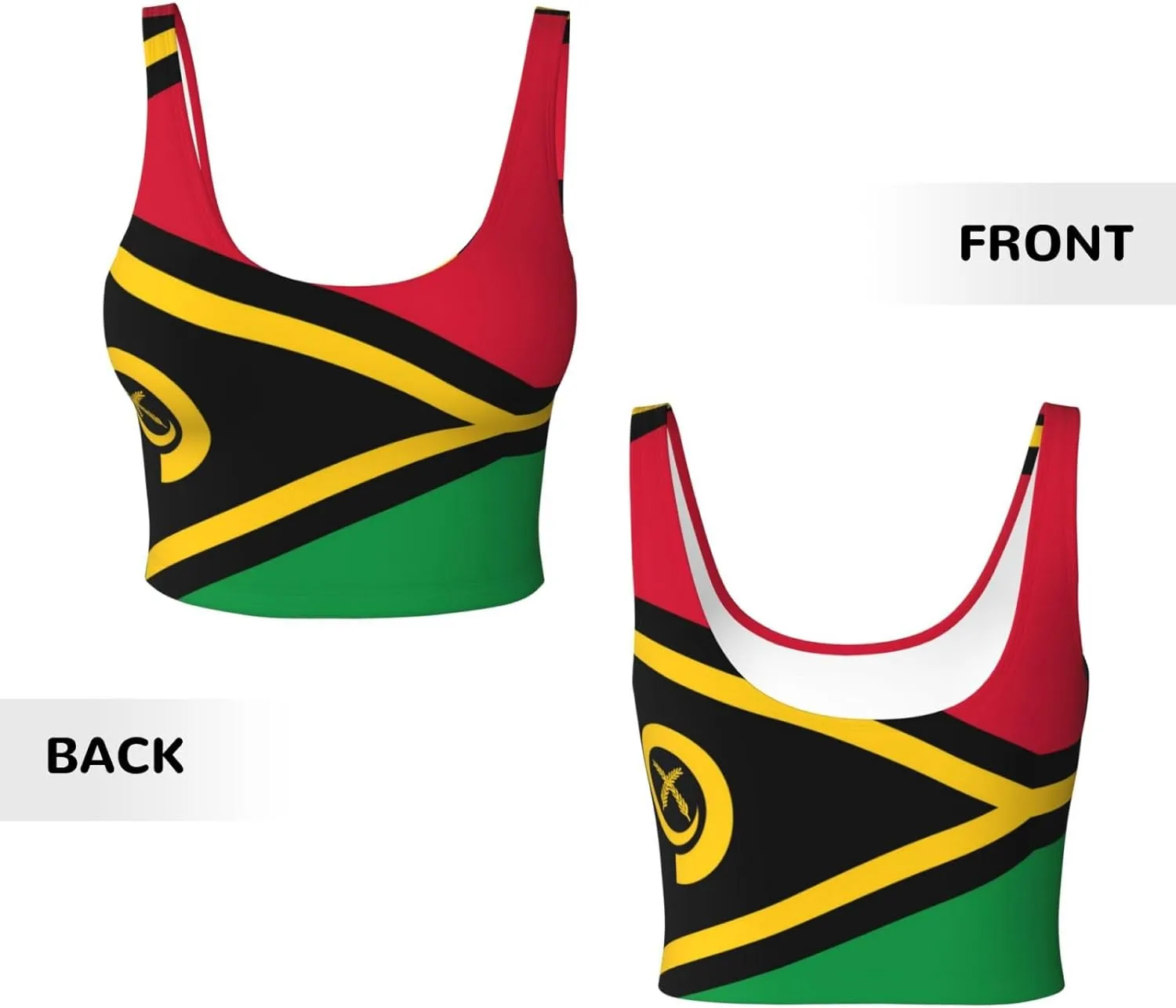 Flag of Vanuatu Women's Sexy Sports Vest Sleeveless Athletic Gym T-Shirts Vest U-Shaped Back Quick Dry Top