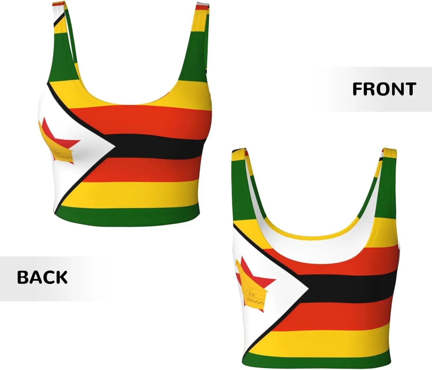 Flag of Zimbabwe Women's Sexy Sports Vest Sleeveless Athletic Gym T-Shirts Vest U-Shaped Back Quick Dry Top