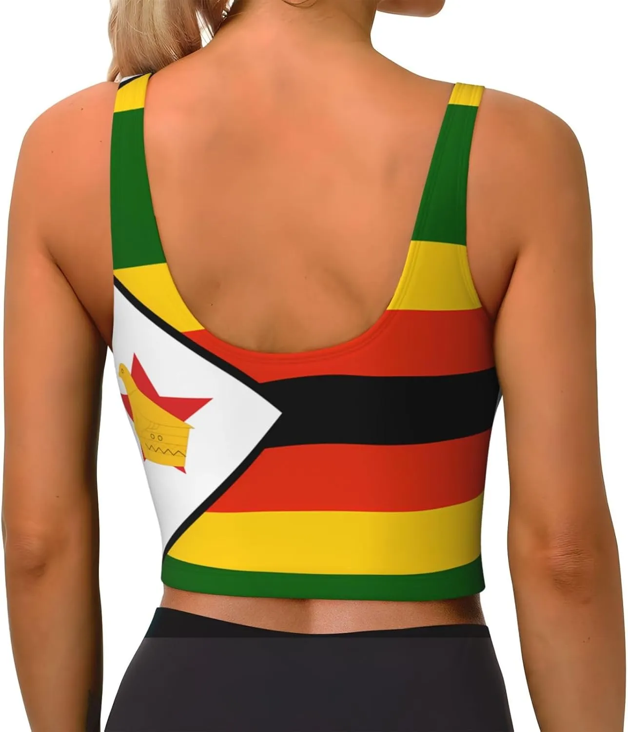 Flag of Zimbabwe Women's Sexy Sports Vest Sleeveless Athletic Gym T-Shirts Vest U-Shaped Back Quick Dry Top