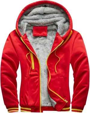 Fleece Hoodie Men Winter Thick Zipper Sweatshirts Workout Baseball Coat Casual Warm Hooded Pullover Jacket Sport Coats