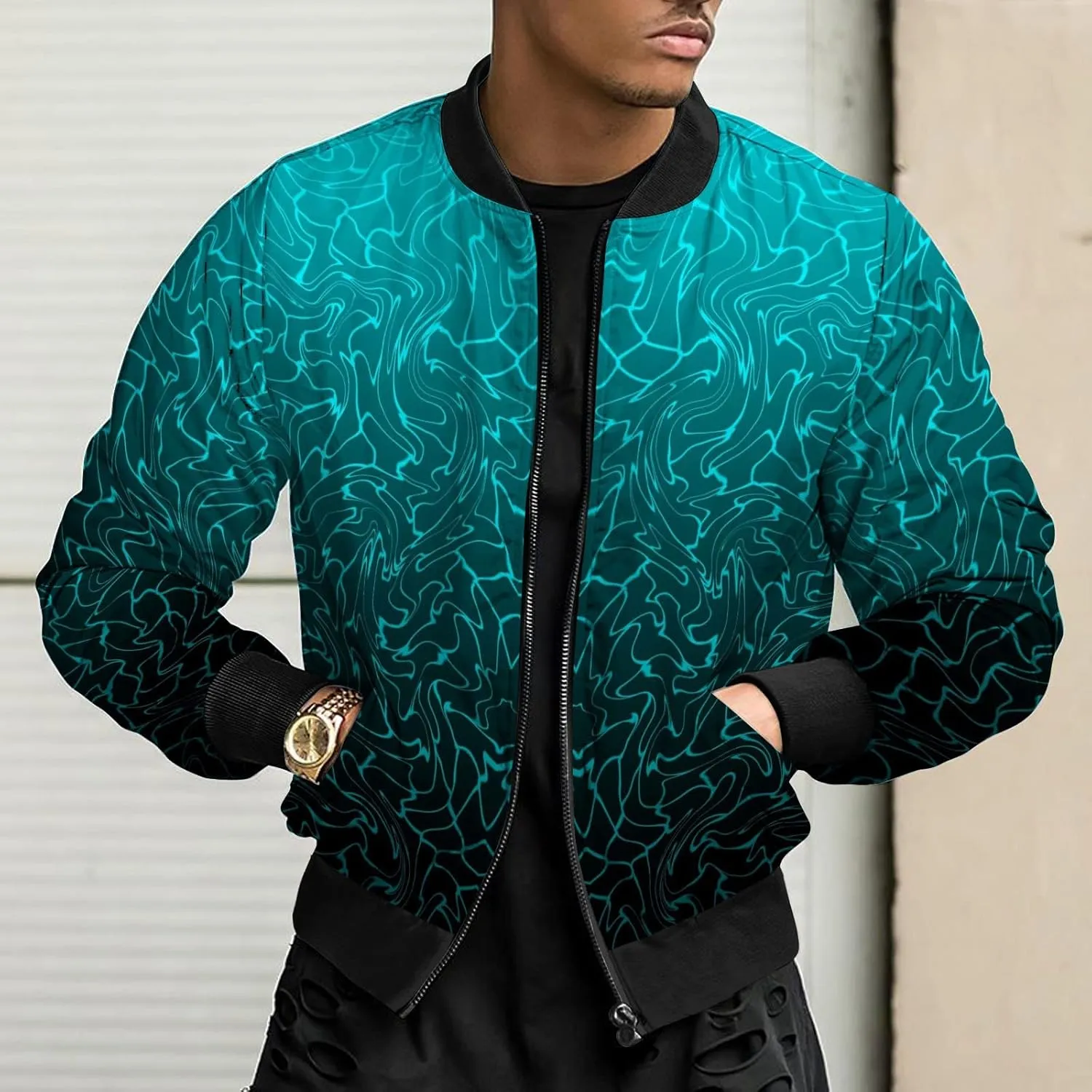 Flight Jackets For Men Zip Up Windbreaker Jacket Lightweight Casual Cold Weather Coat Oversized Motorcycle Jackets