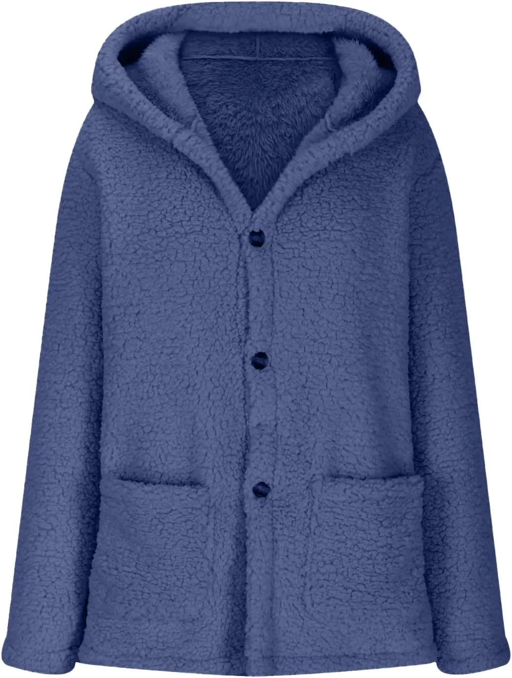 Fuzzy Fleece Jacket Hoodies for Women Winter Long Sleeve Hoodie Coat Fall Jackets Plus Size Button Plush Cardigan