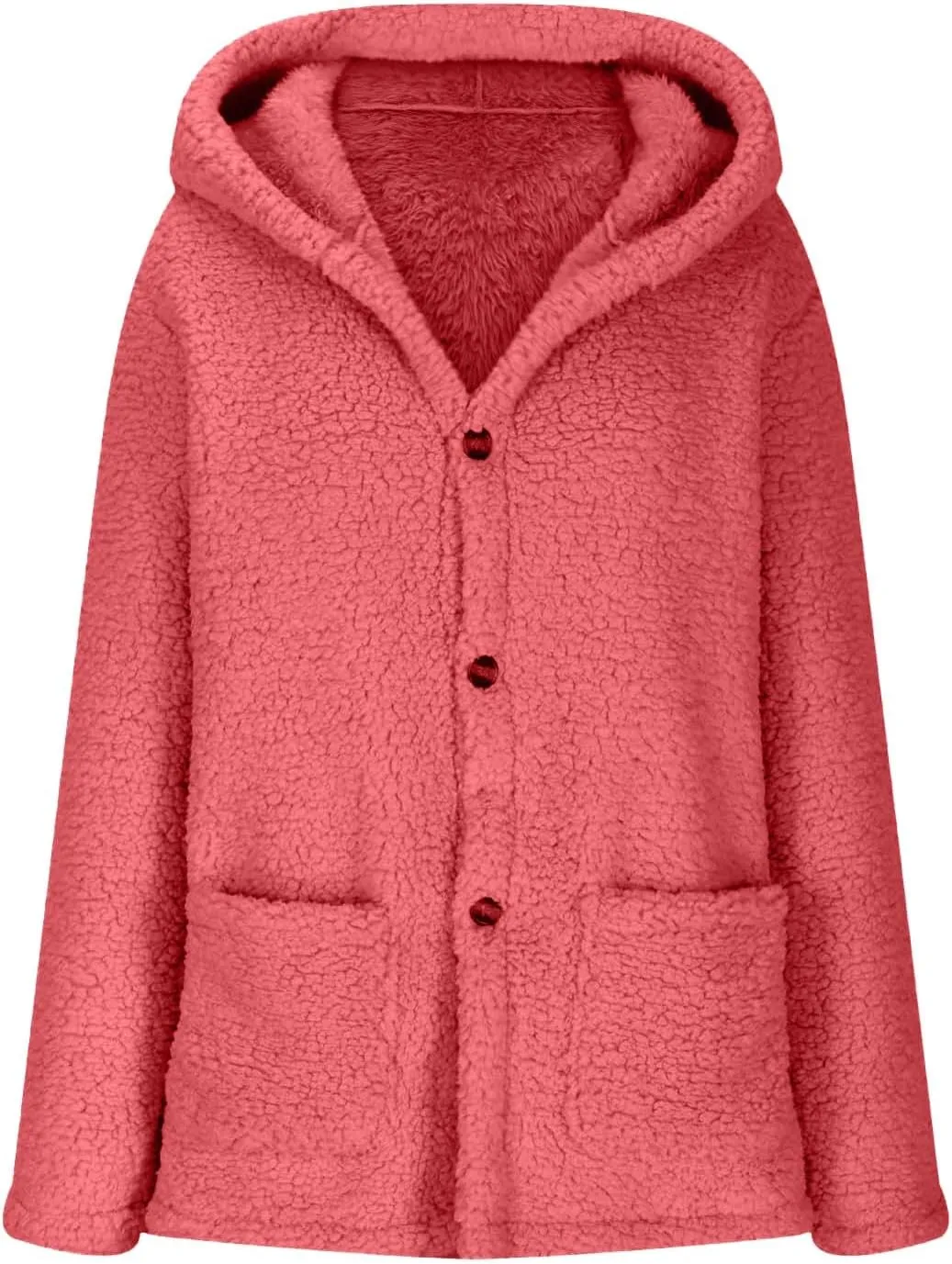 Fuzzy Fleece Jacket Hoodies for Women Winter Long Sleeve Hoodie Coat Fall Jackets Plus Size Button Plush Cardigan