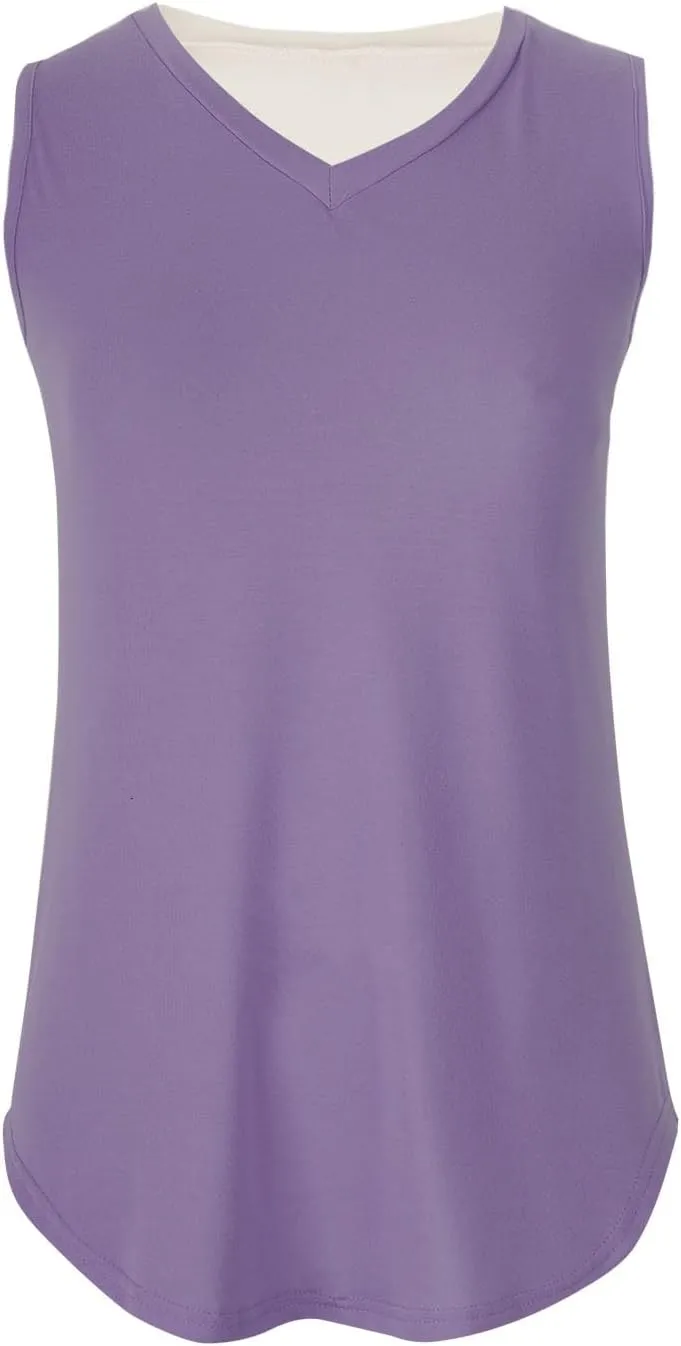 Generic Tank Tops for Women 2024 Summer V Neck Sleeveless Basic Tanks Loose Fit Flowy Shirts Casual Vacation Beach Blouses