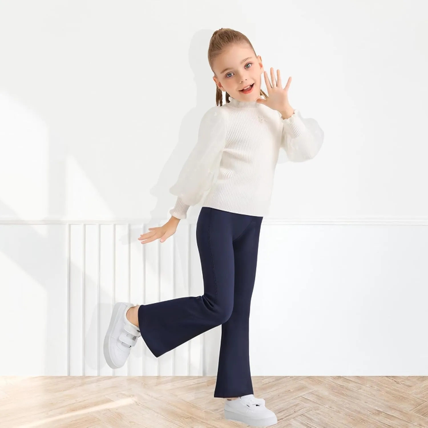Girls Flare Pants Leggings Casual High Waisted Yoga Pants Kids Padded Bell Bottoms 5-13 Years