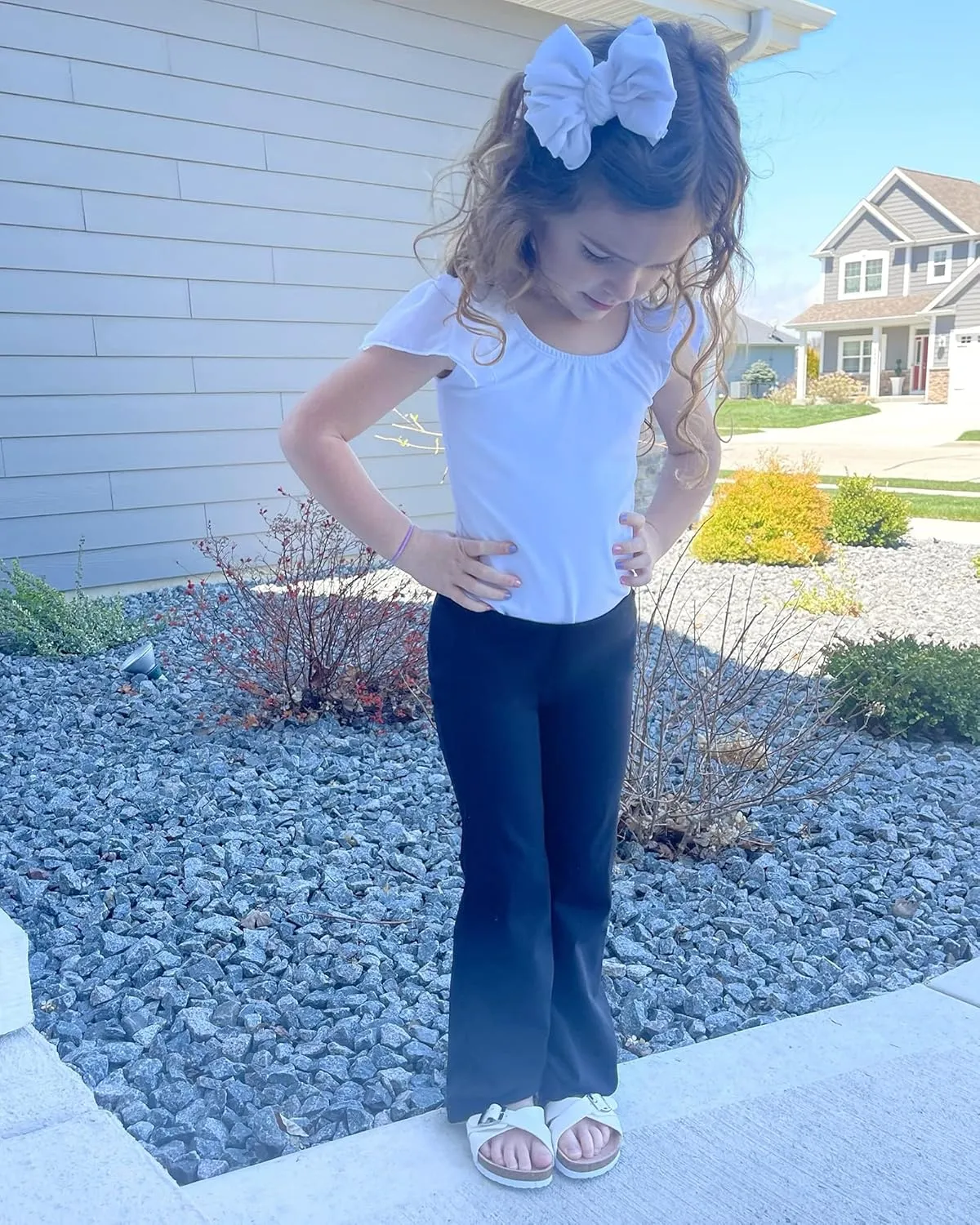 Girls Flare Pants Leggings Casual High Waisted Yoga Pants Kids Padded Bell Bottoms 5-13 Years