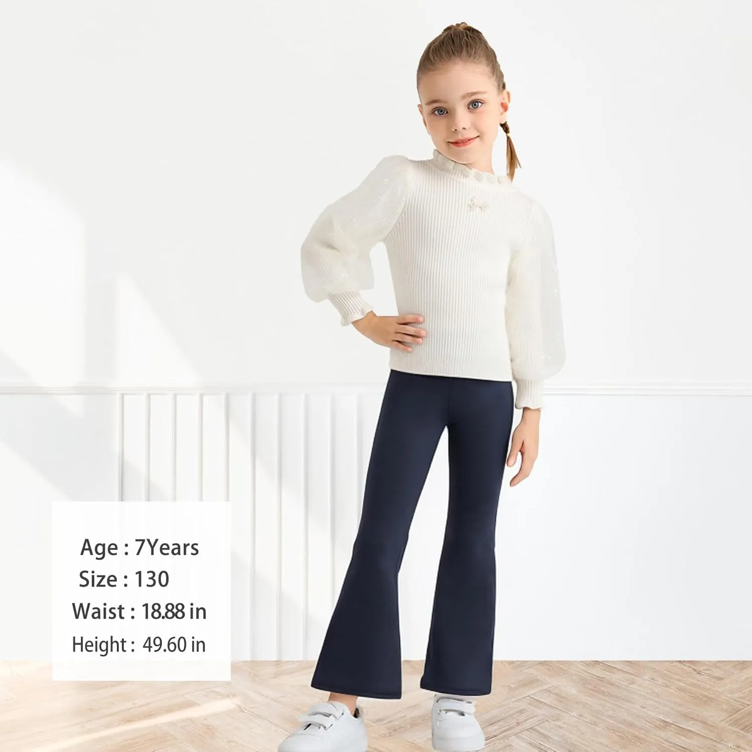 Girls Flare Pants Leggings Casual High Waisted Yoga Pants Kids Padded Bell Bottoms 5-13 Years