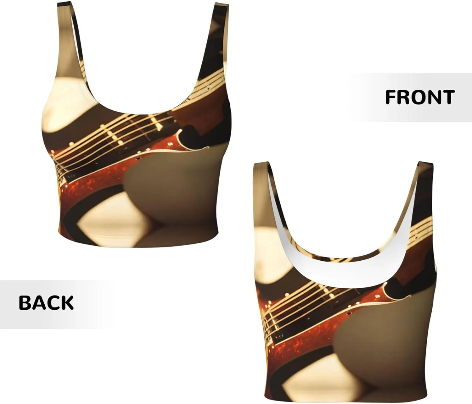 Guitar Instruments Women's Sexy Sports Vest Sleeveless Athletic Gym T-Shirts Vest U-Shaped Back Quick Dry Top