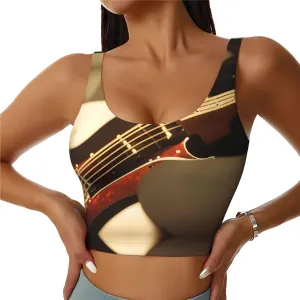 Guitar Instruments Women's Sexy Sports Vest Sleeveless Athletic Gym T-Shirts Vest U-Shaped Back Quick Dry Top