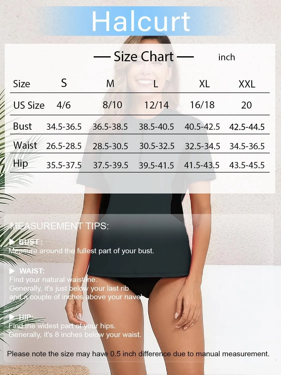 Halcurt Women's Half Zip Short Sleeve Rash Guard Top with Bra Side Pockets Swim Shirts UPF50  Swimsuit