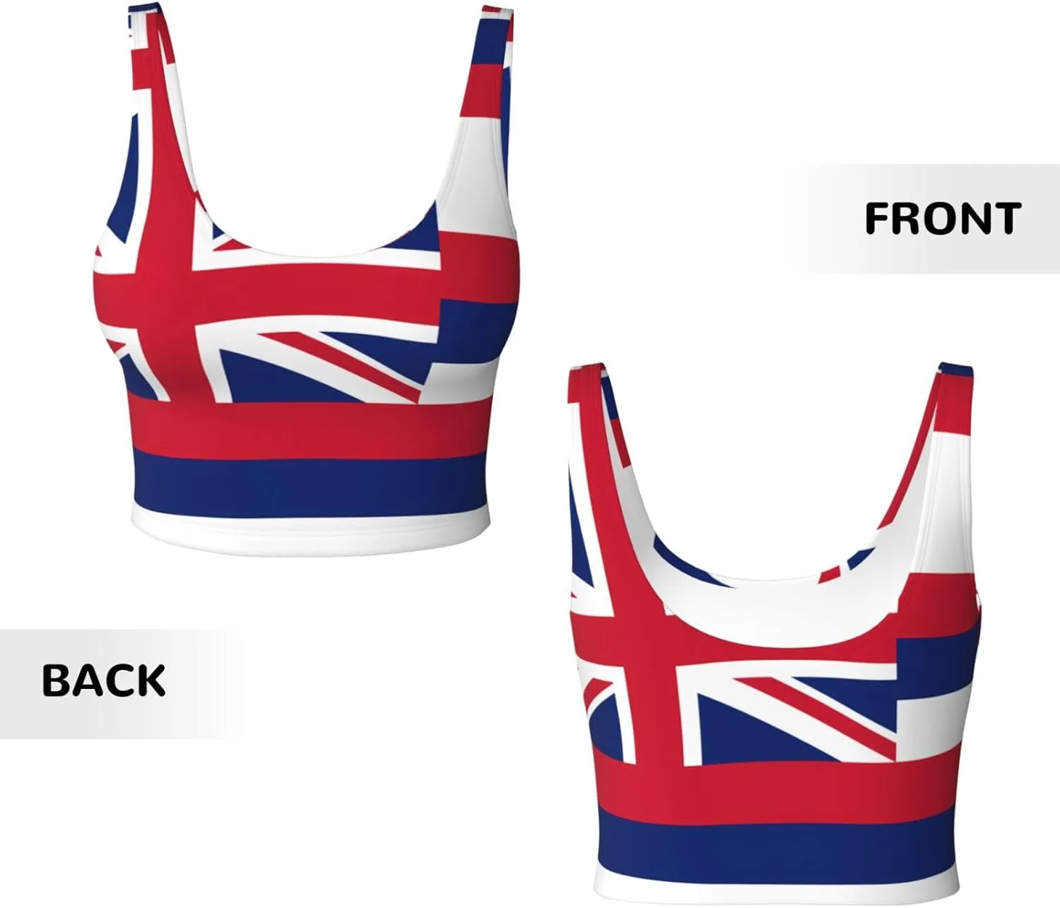 Hawaii Flag Women's Sexy Sports Vest Sleeveless Athletic Gym T-Shirts Vest U-Shaped Back Quick Dry Top