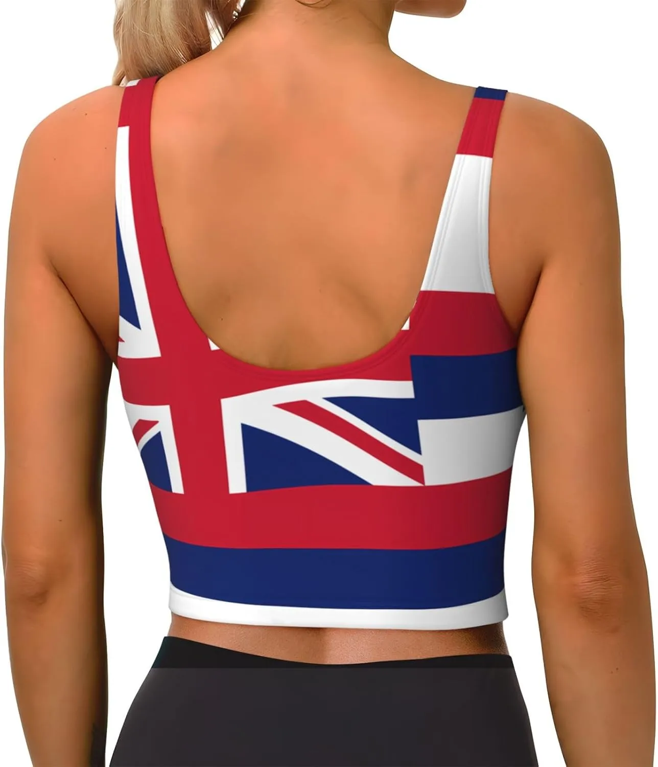 Hawaii Flag Women's Sexy Sports Vest Sleeveless Athletic Gym T-Shirts Vest U-Shaped Back Quick Dry Top
