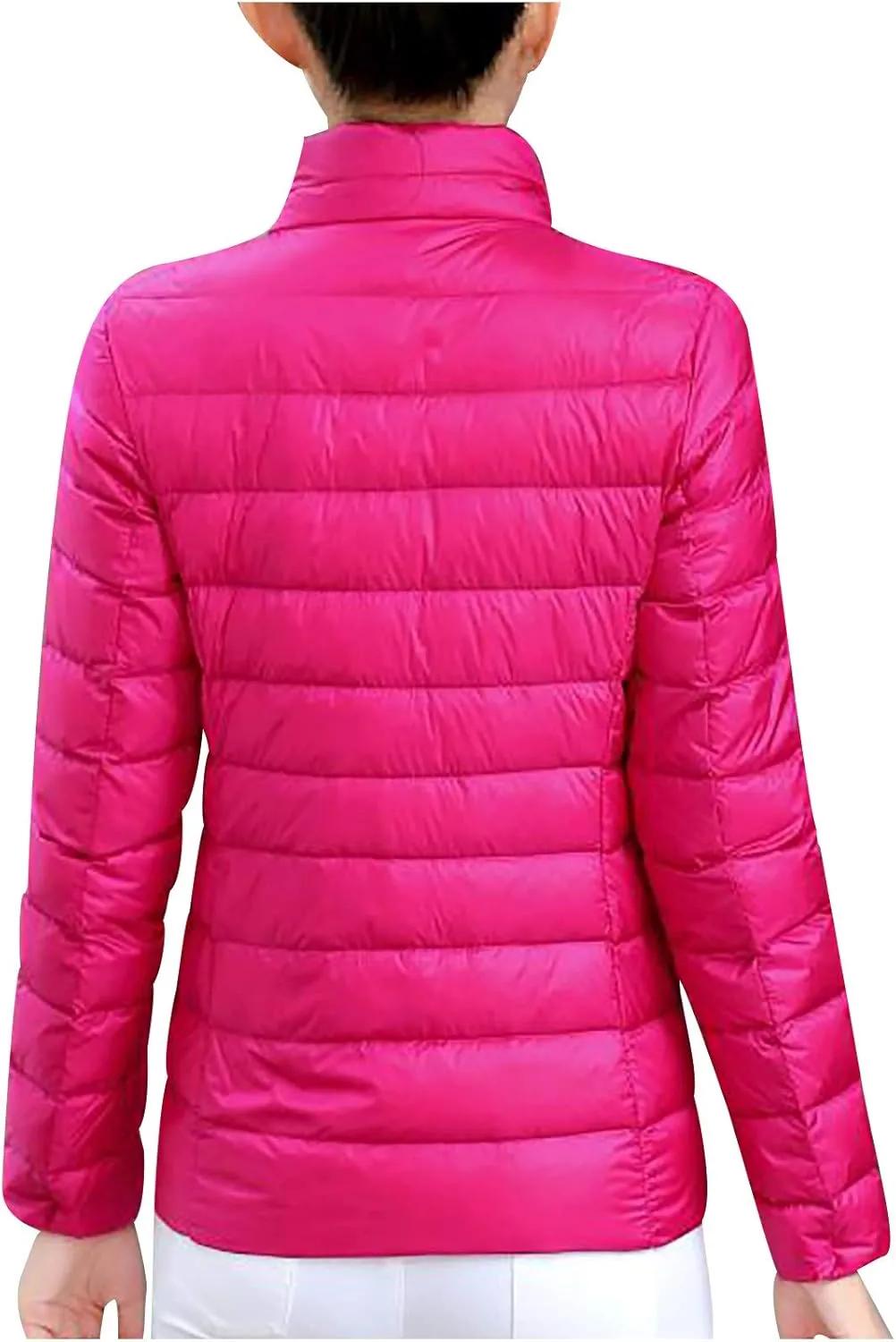 hlysgo Womens Winter Lightweight Puffer Jacket Coat Long Sleeve Short Warm Quilted Jacket Zip Up Down Jackets with Pocket