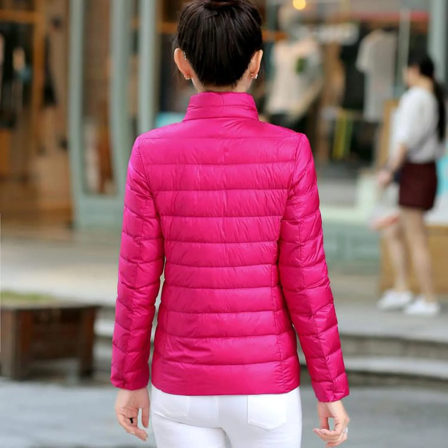 hlysgo Womens Winter Lightweight Puffer Jacket Coat Long Sleeve Short Warm Quilted Jacket Zip Up Down Jackets with Pocket