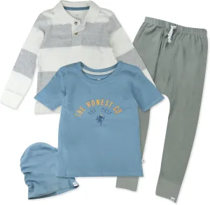 HonestBaby Playwear Outfit Sets Tops and Bottoms 100% Organic Cotton for Baby and Toddler Boys, Unisex