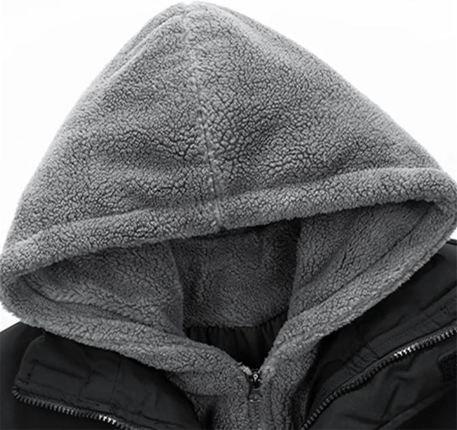 Hooded Puffer Jacket Men Quilted Thick Jacket Winter Fleece Hoodies Zip Up Button Down Coat Bomber Jacket Outerwear