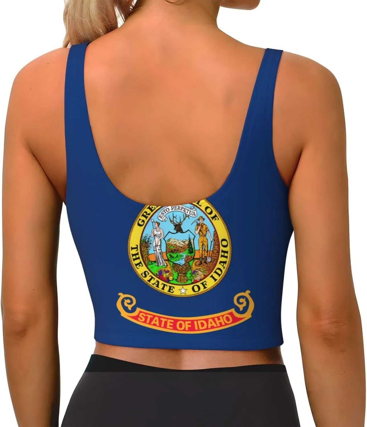 Idaho State Flag Women's Sexy Sports Vest Sleeveless Athletic Gym T-Shirts Vest U-Shaped Back Quick Dry Top