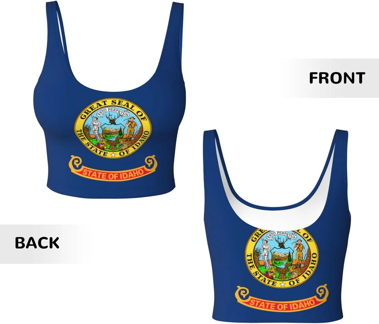 Idaho State Flag Women's Sexy Sports Vest Sleeveless Athletic Gym T-Shirts Vest U-Shaped Back Quick Dry Top