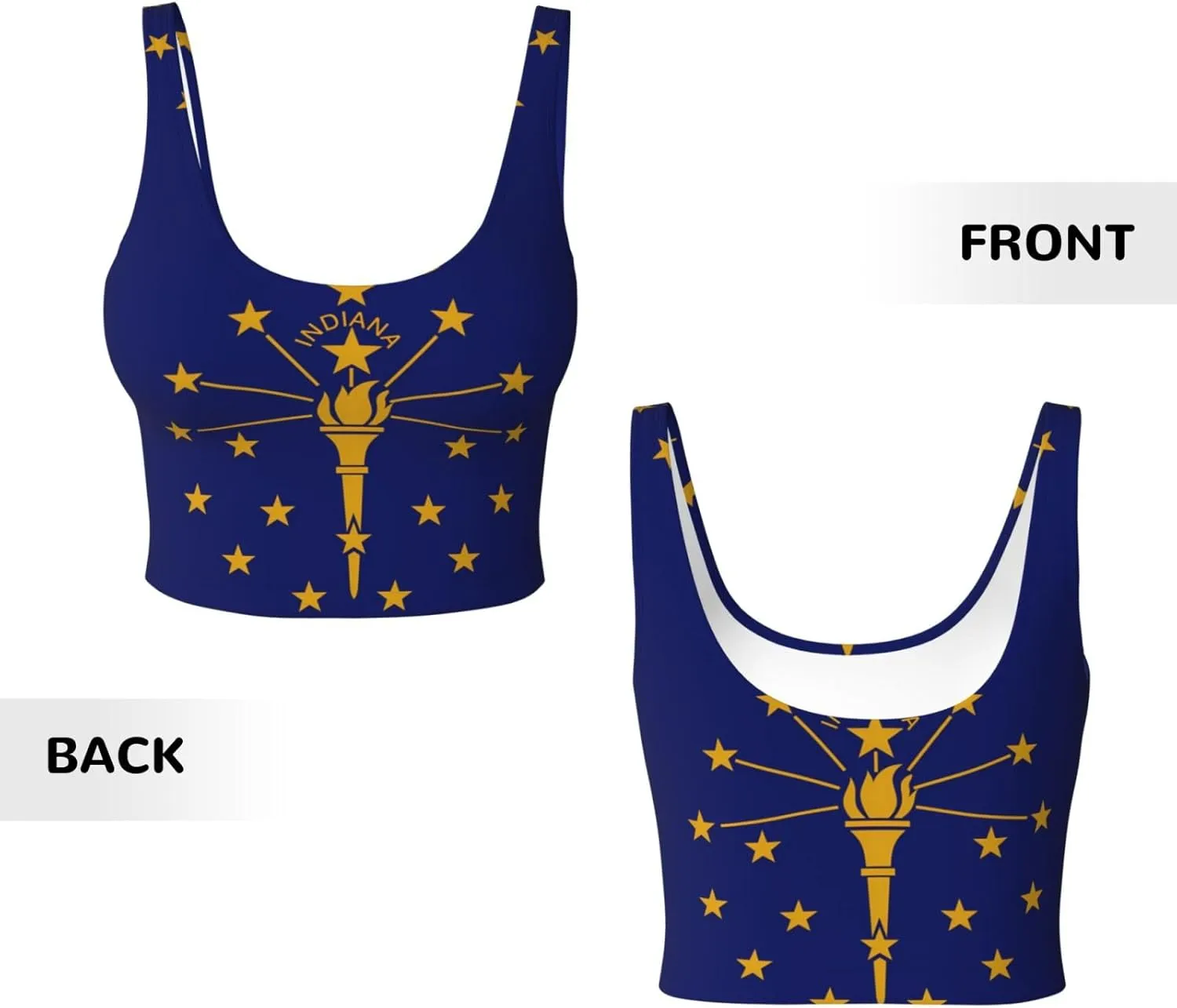 Indiana State Flag Women's Sexy Sports Vest Sleeveless Athletic Gym T-Shirts Vest U-Shaped Back Quick Dry Top