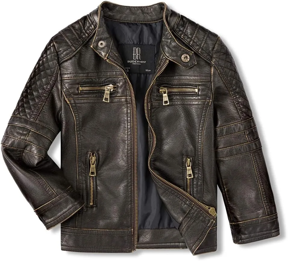 Jackets for Boys Faux Leather Toddler Girls Motorcycle Jackets Kids Coats Waterproof and Windproof