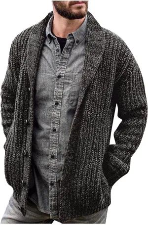 Jackets for Men Cardigan Europe and America Solid Color Long Sleeve Slim Knit Sweater Coat Jackets