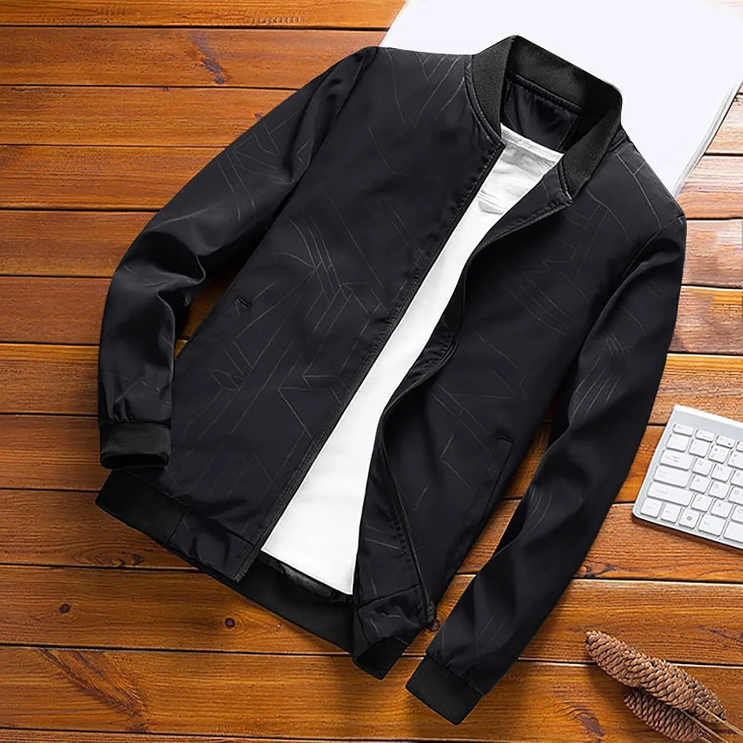 Jackets for Men, Men's Bomber Lightweight Jacket Casual Fashion Windbreaker Flight Zip Up Outdoor Coat Jackets