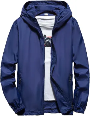 Jackets for Men Windbreaker Casual Zip Up Jackets with Hood Lightweight Waterproof Rain Jacket
