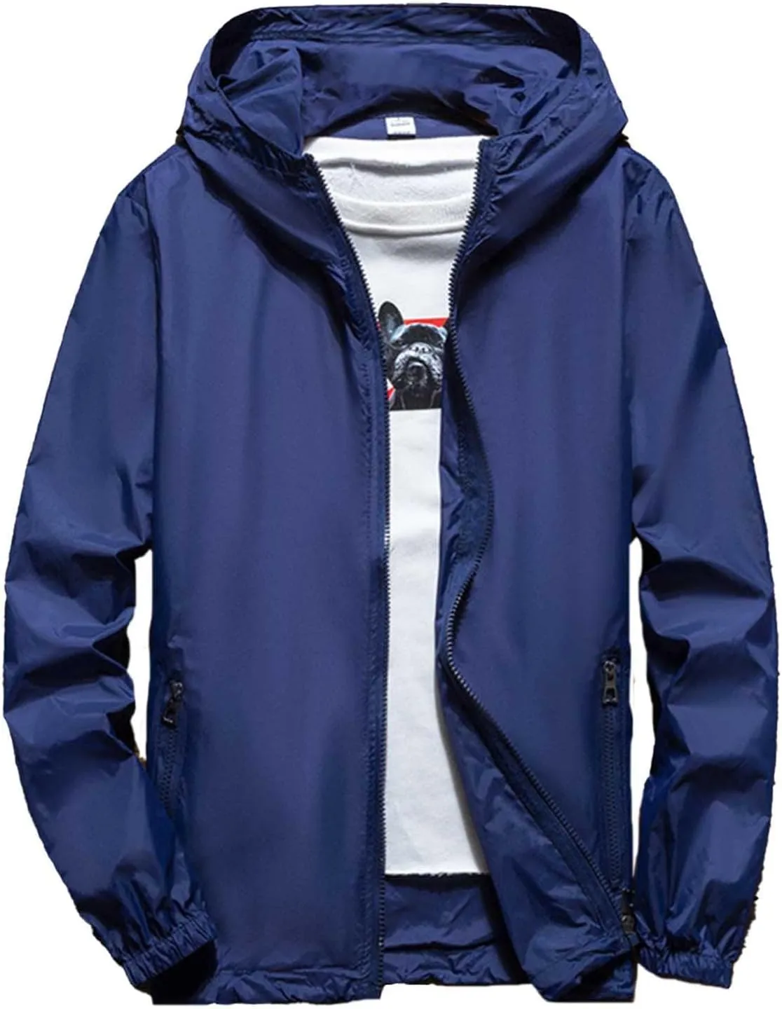 Jackets for Men Windbreaker Casual Zip Up Jackets with Hood Lightweight Waterproof Rain Jacket